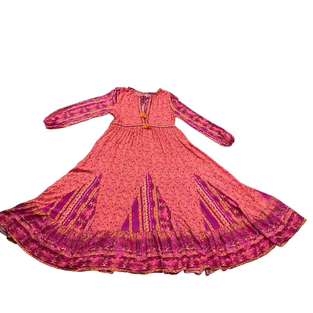 Free People Happy Feelings Maxi Dress Pink Orange Boho Floral Size size Large - Picture 10 of 15